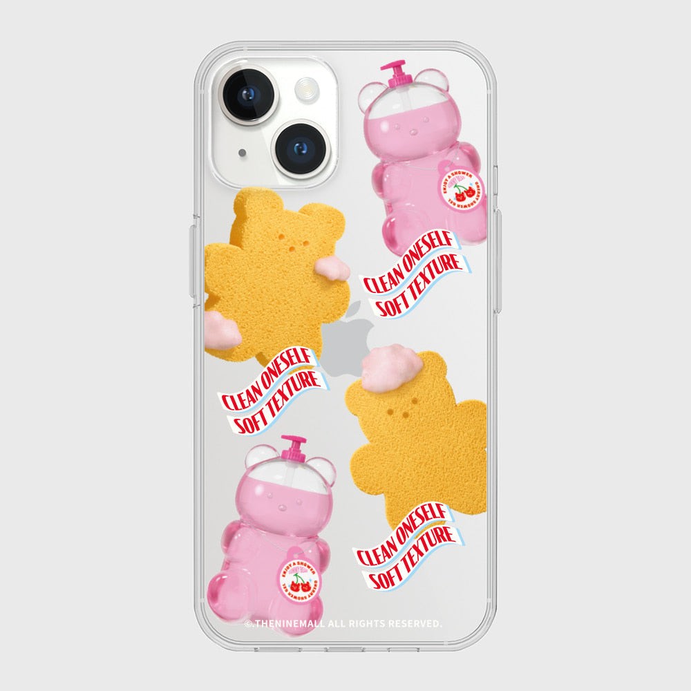 ｜THENINEMALL｜ Pattern Loofah Gummy Clear Phone Case (3 types)
