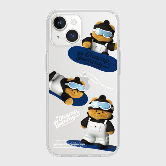 ｜THENINEMALL｜ Pattern Snowboarder Gummy Clear Phone Case (4 types)