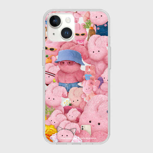 ｜THENINEMALL｜ Pink Windy Mood Clear Phone Case (3 types)