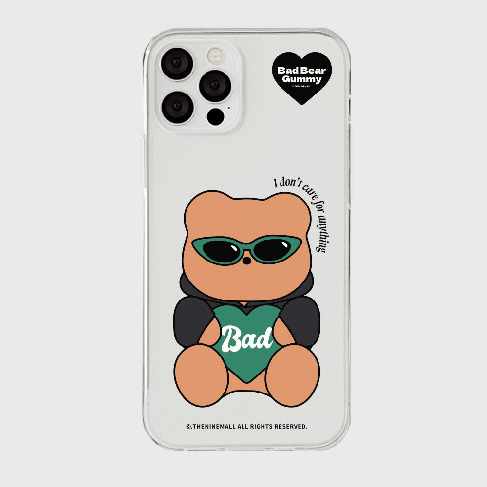 ｜THENINEMALL｜ Green Checkerboard Bad Gummy Clear Phone Case (3 types)