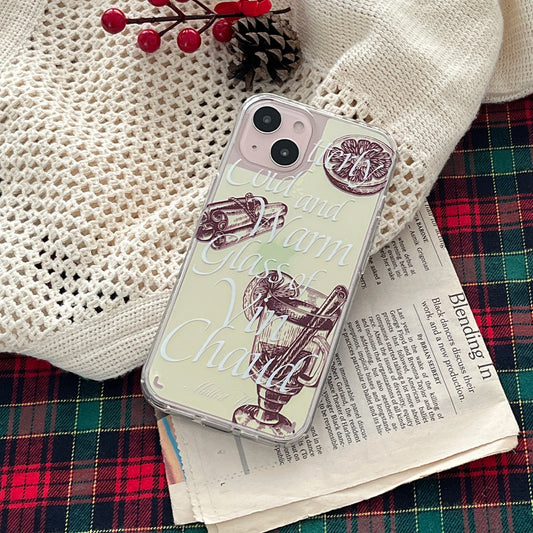 ｜Mademoment｜ Glass Of Vin Chaud Design Glossy Mirror Phone