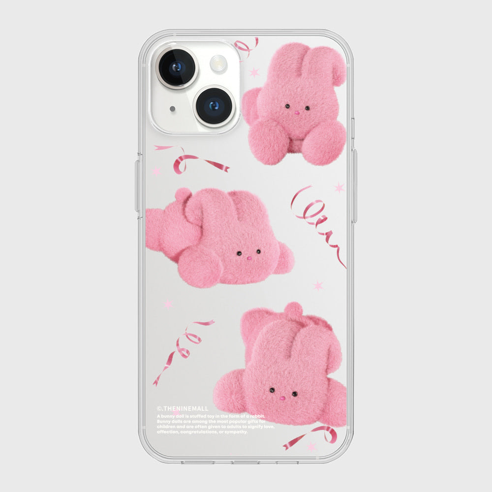 ｜THENINEMALL｜ Pink Ribbon Windy Clear Phone Case (3 types)