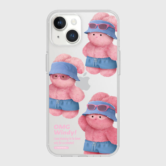 ｜THENINEMALL｜ Pattern Tanning Windy Clear Phone Case (3 types)