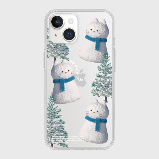 ｜THENINEMALL｜ Pattern Hey Cat Snowman Clear Phone Case (3 types)