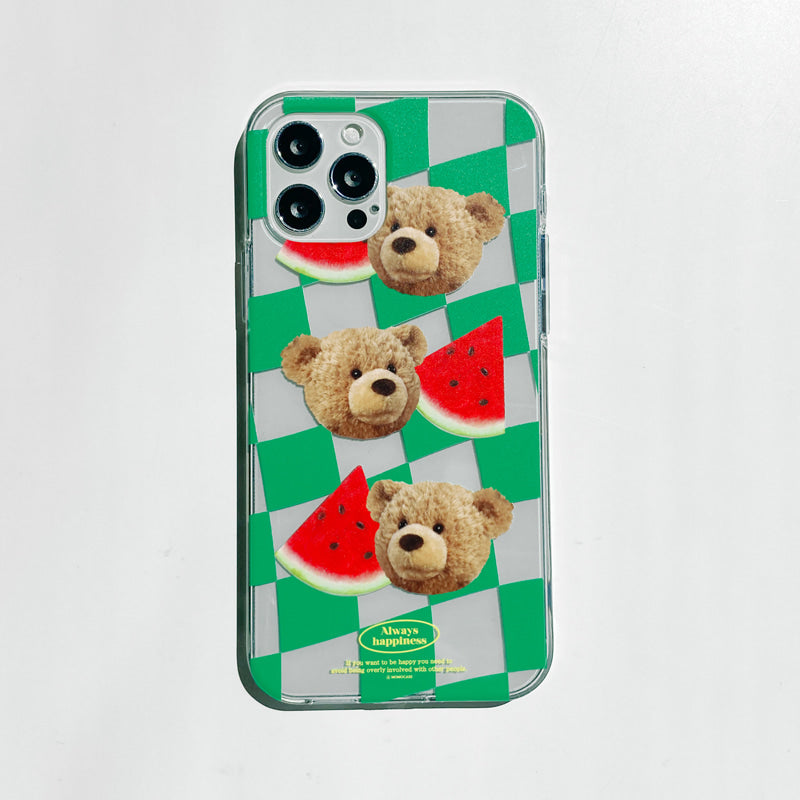 ｜MOMO CASE｜ 482 Check테드 (그린) Jelly Case