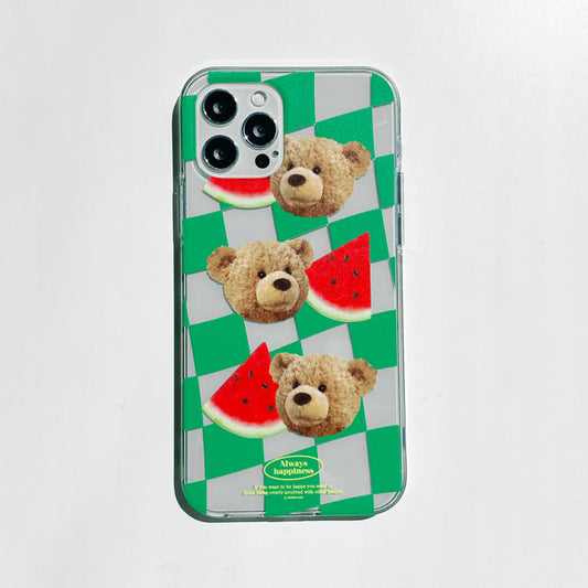 ｜MOMO CASE｜ 482 Check테드 (그린) Jelly Case