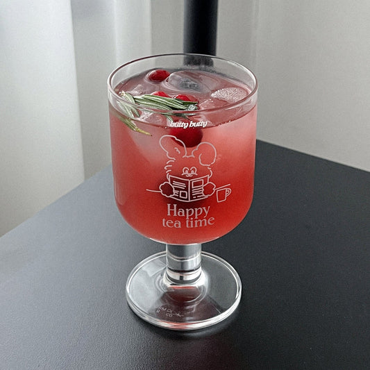 ｜Mademoment｜ Happy Tea Time Butty Goblet Glass Cup 280ml