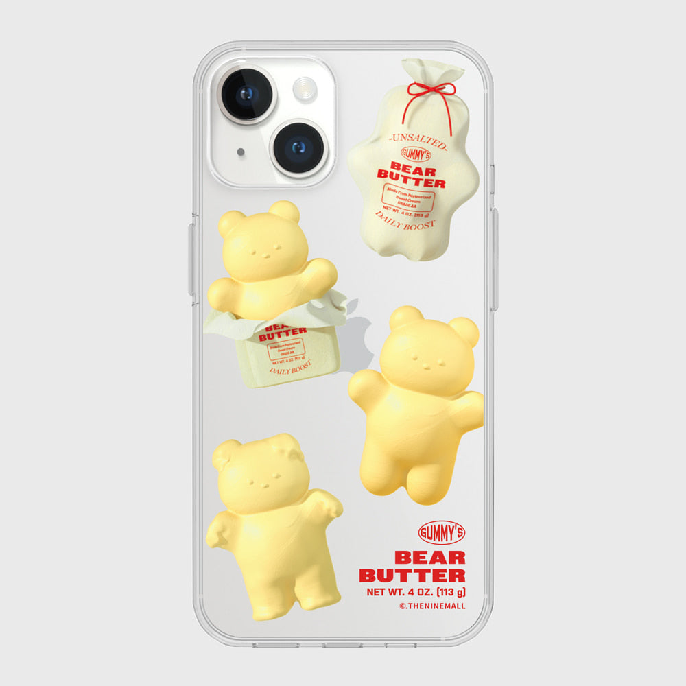 ｜THENINEMALL｜ Pattern Butter Gummy Clear Phone Case (3 types)