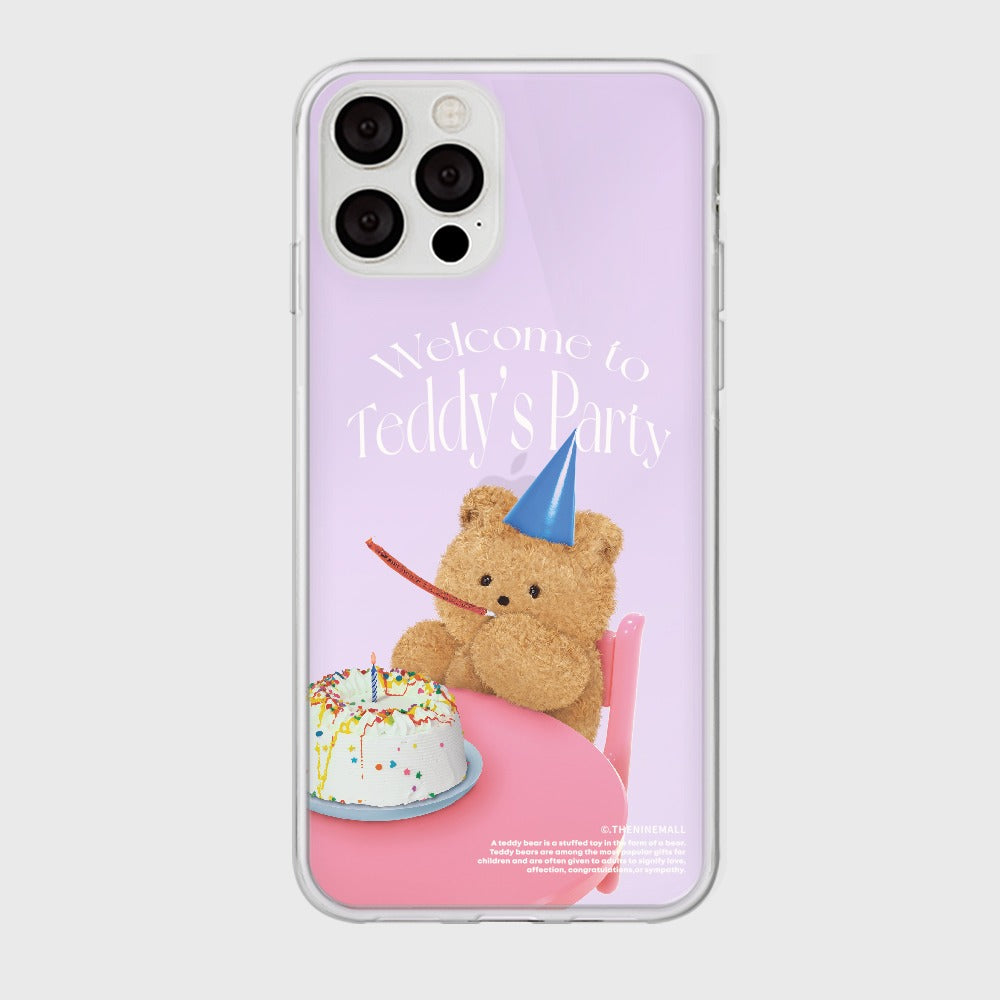 ｜THENINEMALL｜ 웰컴 파티 테디 Mirror Phone Case