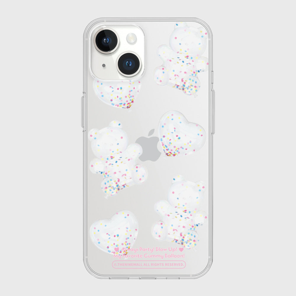 ｜THENINEMALL｜ White Gummy Balloon Clear Phone Case (3 types)
