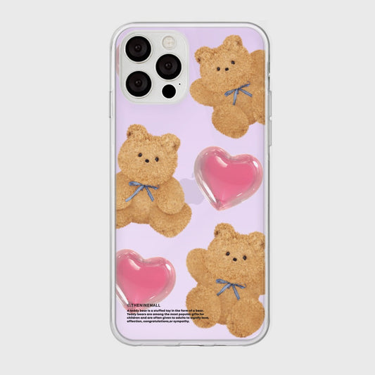 ｜THENINEMALL｜ Pattern Ribbon Teddy Gummy Mirror Phone Case