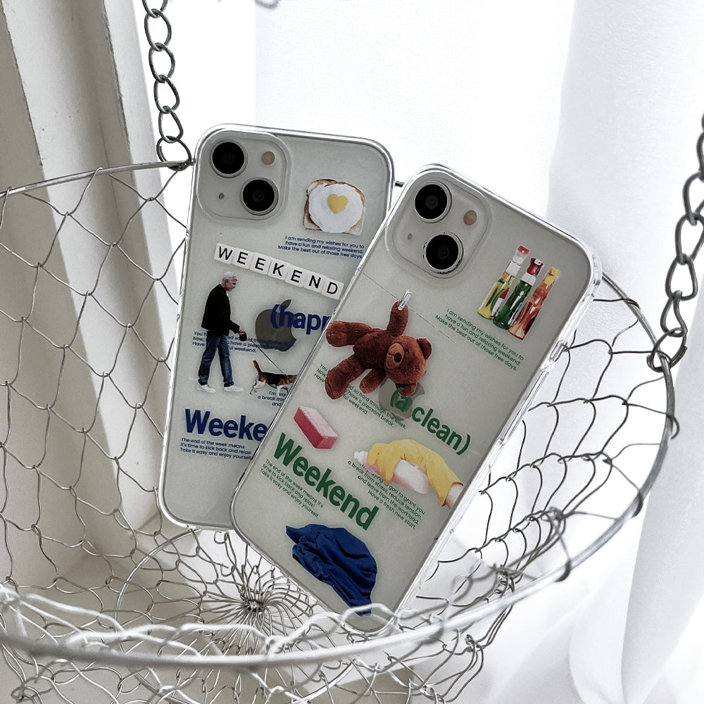 ｜Mademoment｜ Happy Weekend Design Clear Phone Case (3 Types)