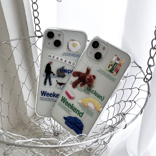 ｜Mademoment｜ Happy Weekend Design Clear Phone Case (3 Types)
