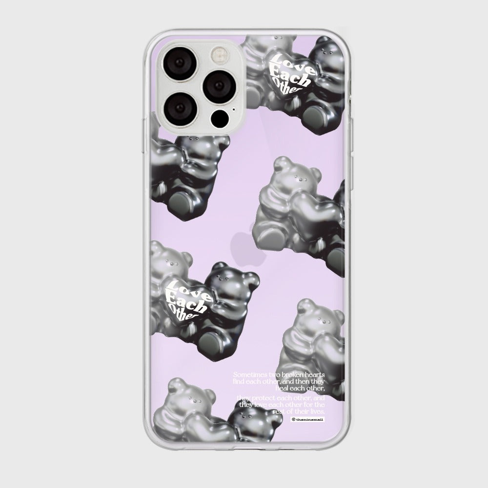 ｜THENINEMALL｜ 패턴 러브베어 Mirror Phone Case