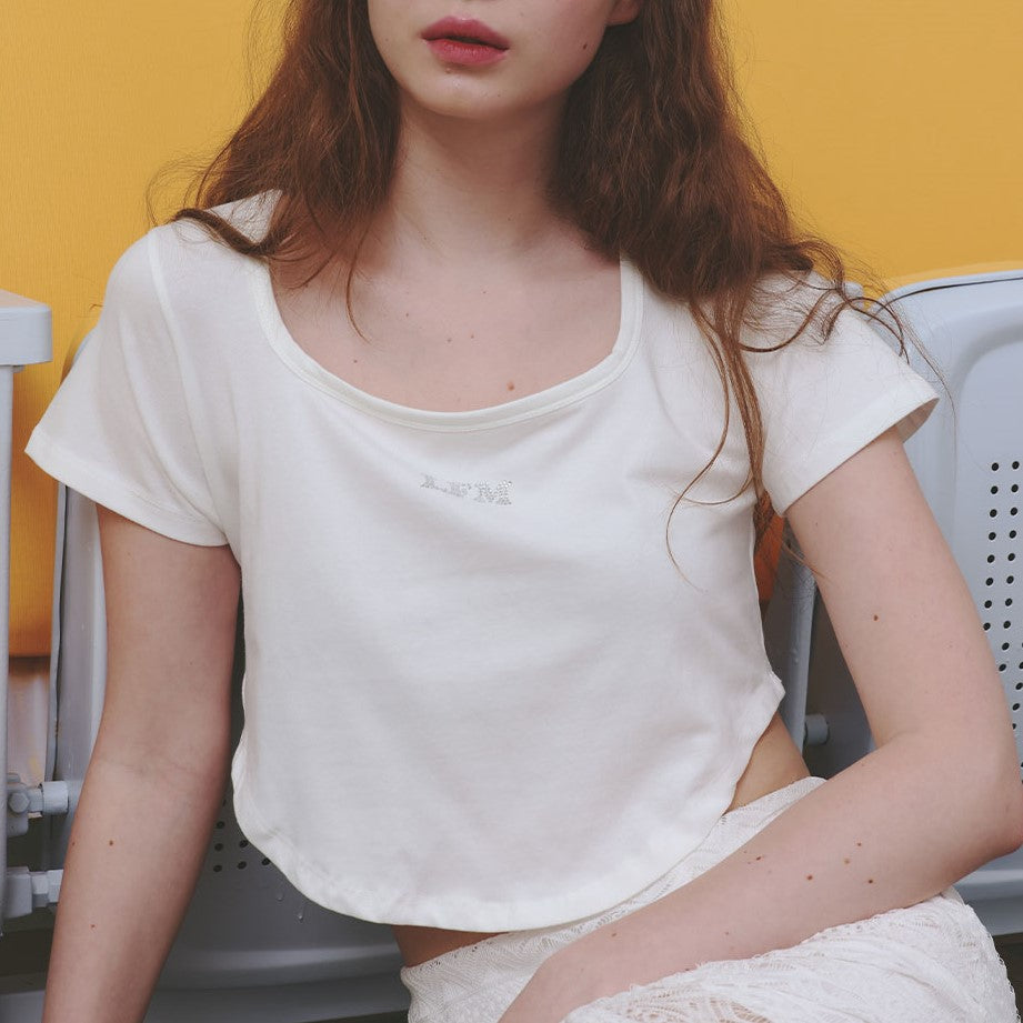 ｜Letter from Moon｜ Tearing Curve T-shirt (Ivory)