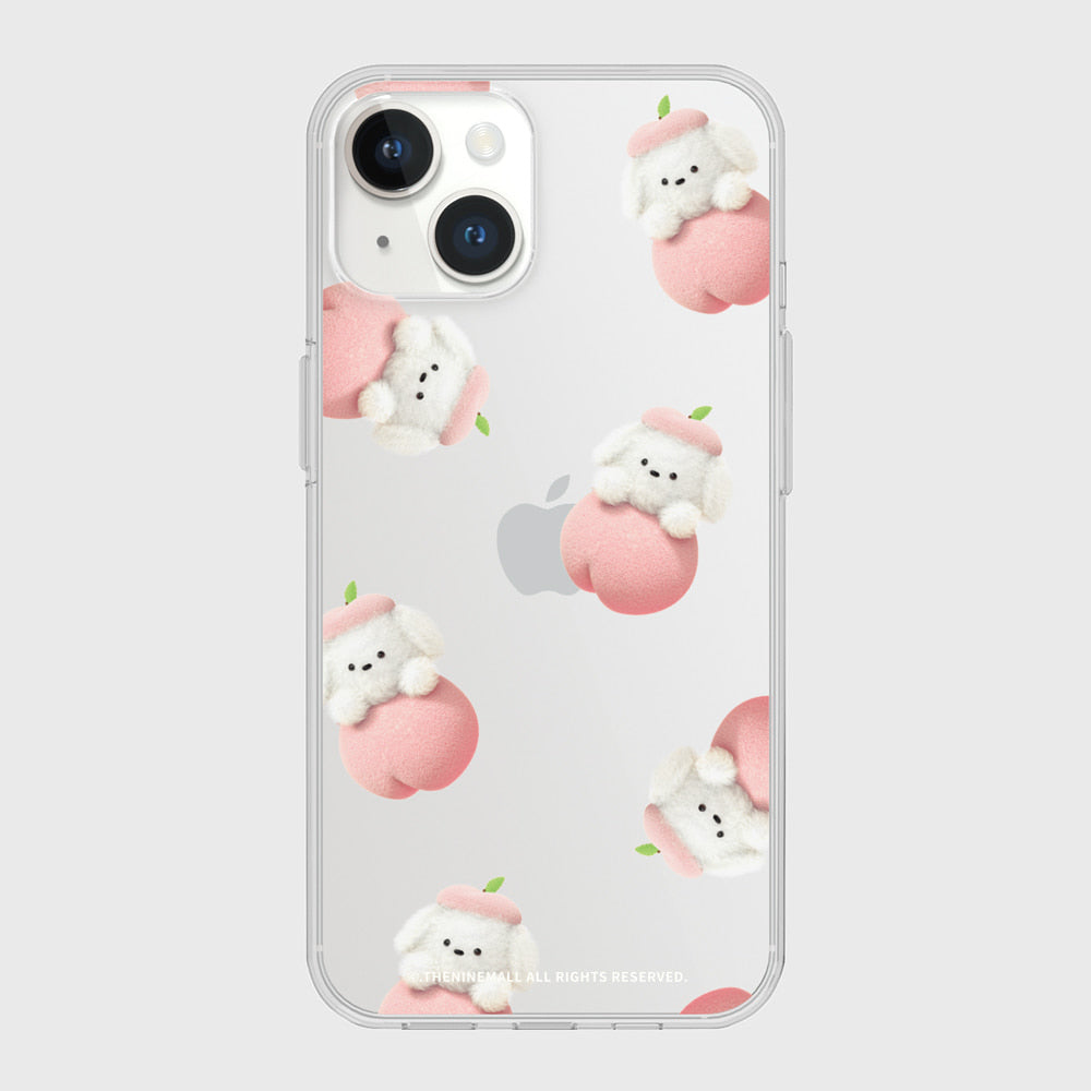 ｜THENINEMALL｜ Pattern Peach Ppokku Clear Phone Case (3 types)