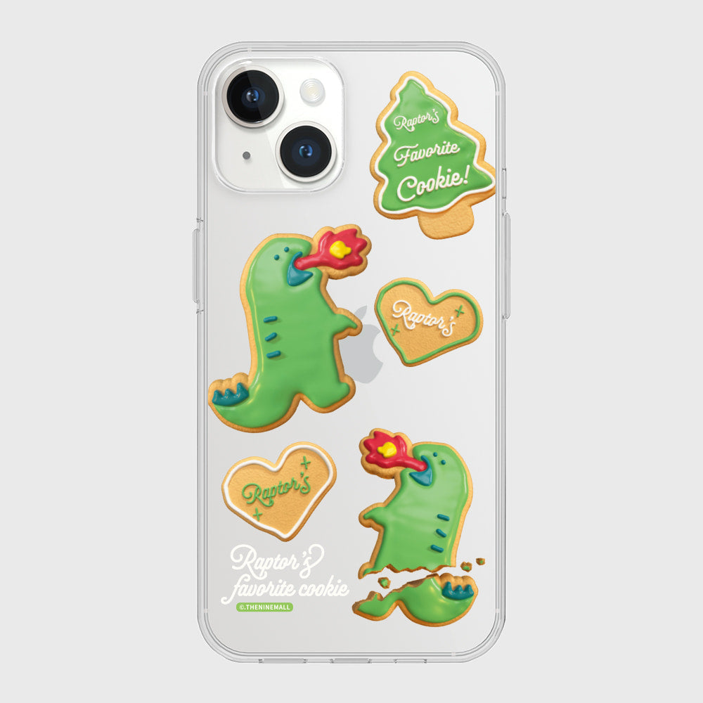 ｜THENINEMALL｜ Raptor Cookie Pattern Clear Phone Case (4 types)