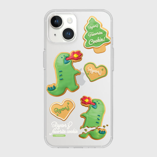 ｜THENINEMALL｜ Raptor Cookie Pattern Clear Phone Case (4 types)