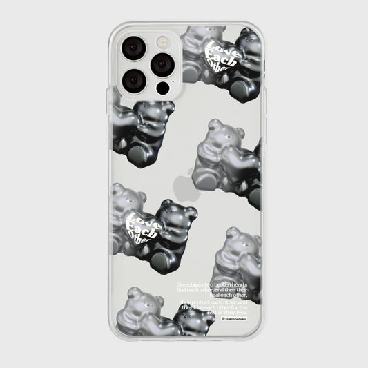 ｜THENINEMALL｜ 패턴 러브베어 Clear Phone Case (3 types)