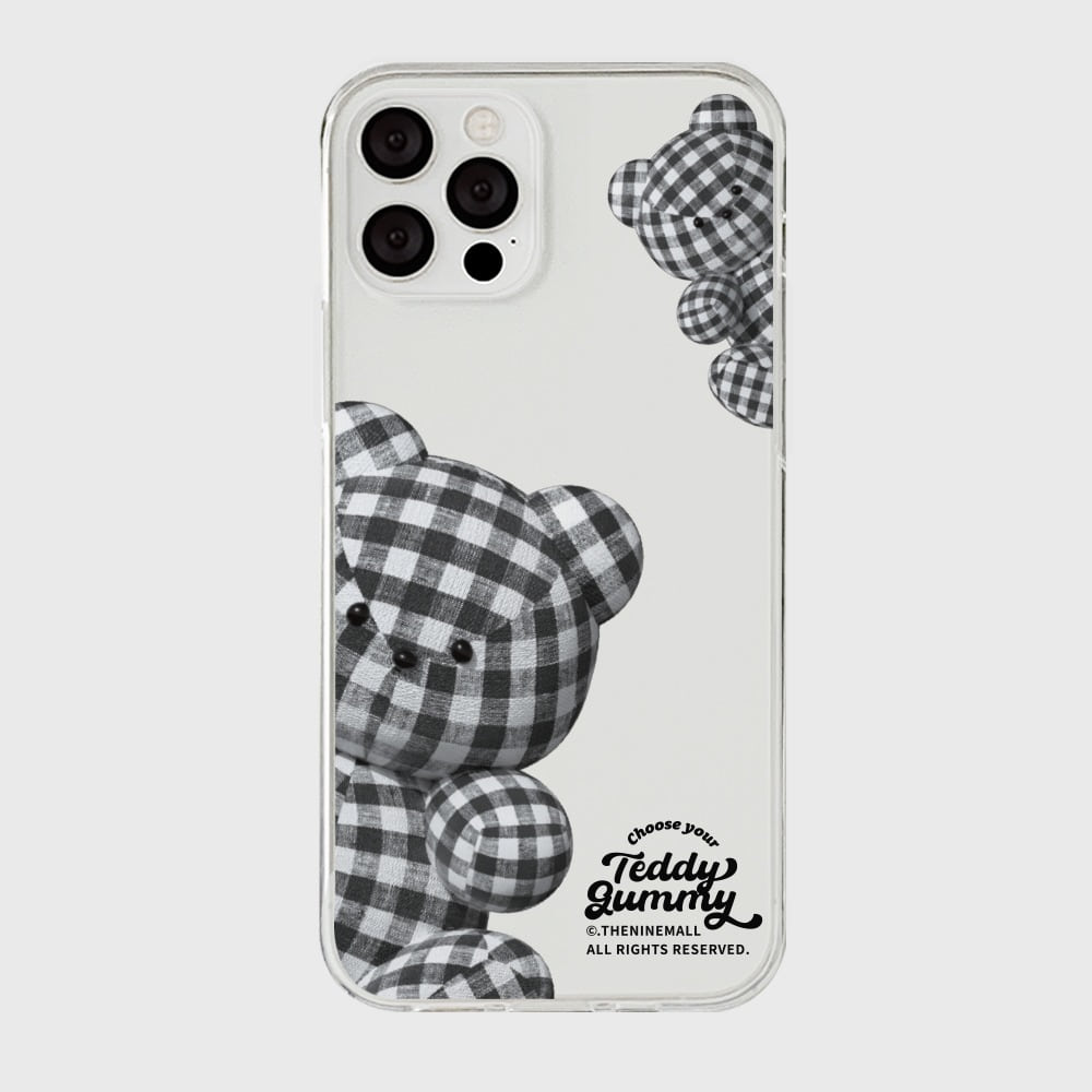 ｜THENINEMALL｜ Check Gingham Gummy Clear Phone Case (3 types)