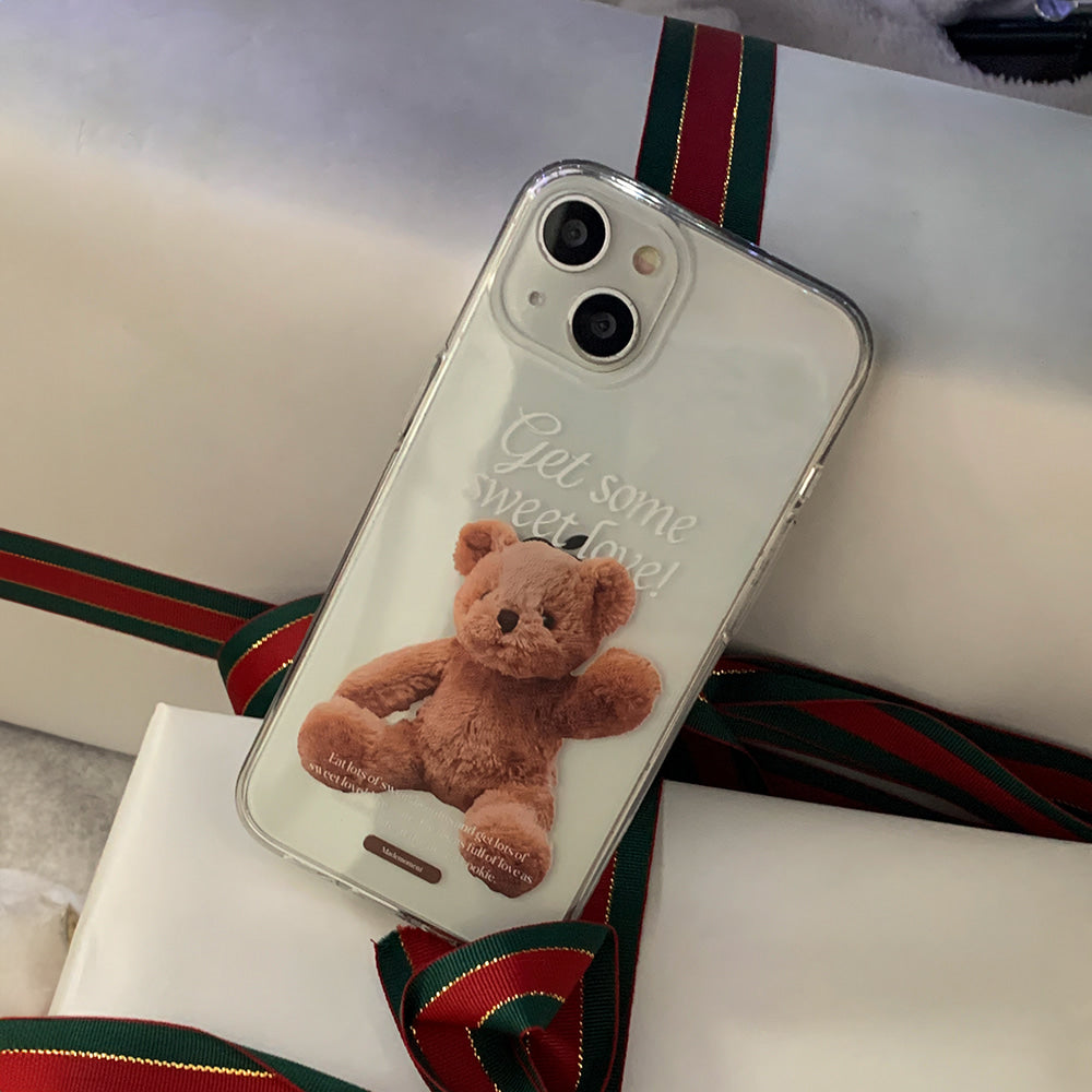 ｜Mademoment｜ Sweet Some Teddy Design Clear Phone Case (3 Types)
