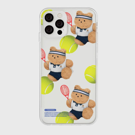 ｜THENINEMALL｜ 패턴 테니스 테디 Clear Phone Case (3 types)