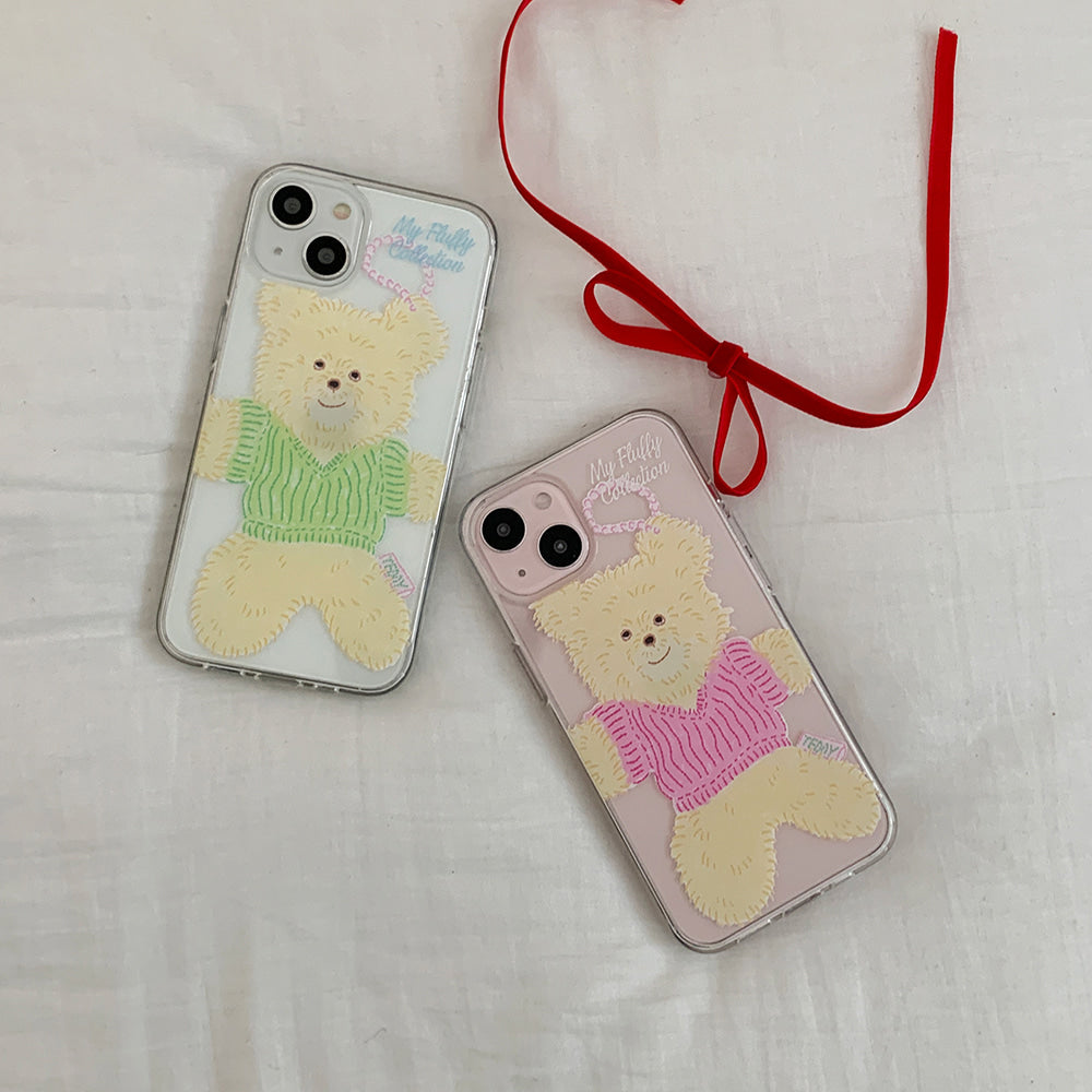 ｜Mademoment｜ Big Knit Bear Design Clear Phone Case (3 Types)