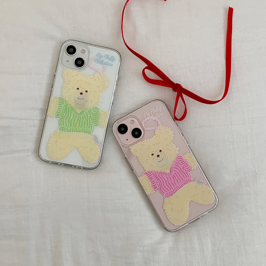 ｜Mademoment｜ Big Knit Bear Design Clear Phone Case (3 Types)