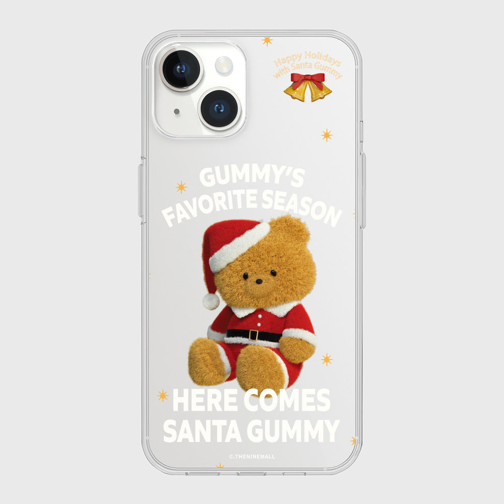｜THENINEMALL｜ Here Comes Santa Gummy Clear Phone Case (3 types)