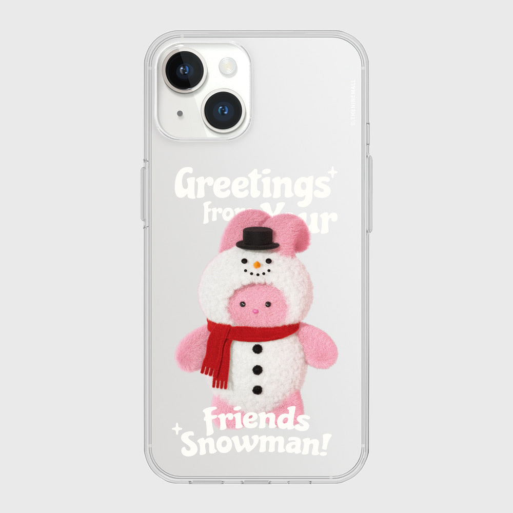 ｜THENINEMALL｜ Greetings Windy Snowman Clear Phone Case (4 types)