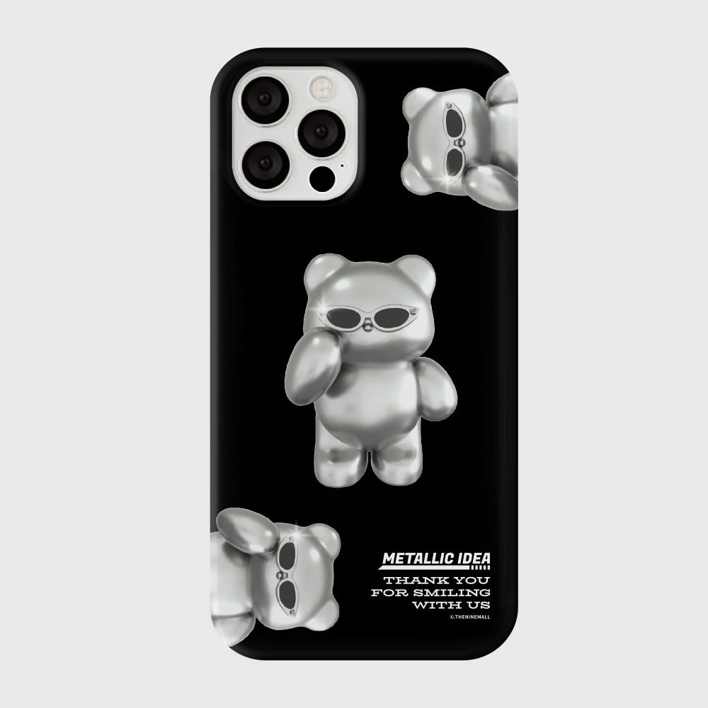 ｜THENINEMALL｜ 패턴 실버 구미 Hard Phone Case (3 types)