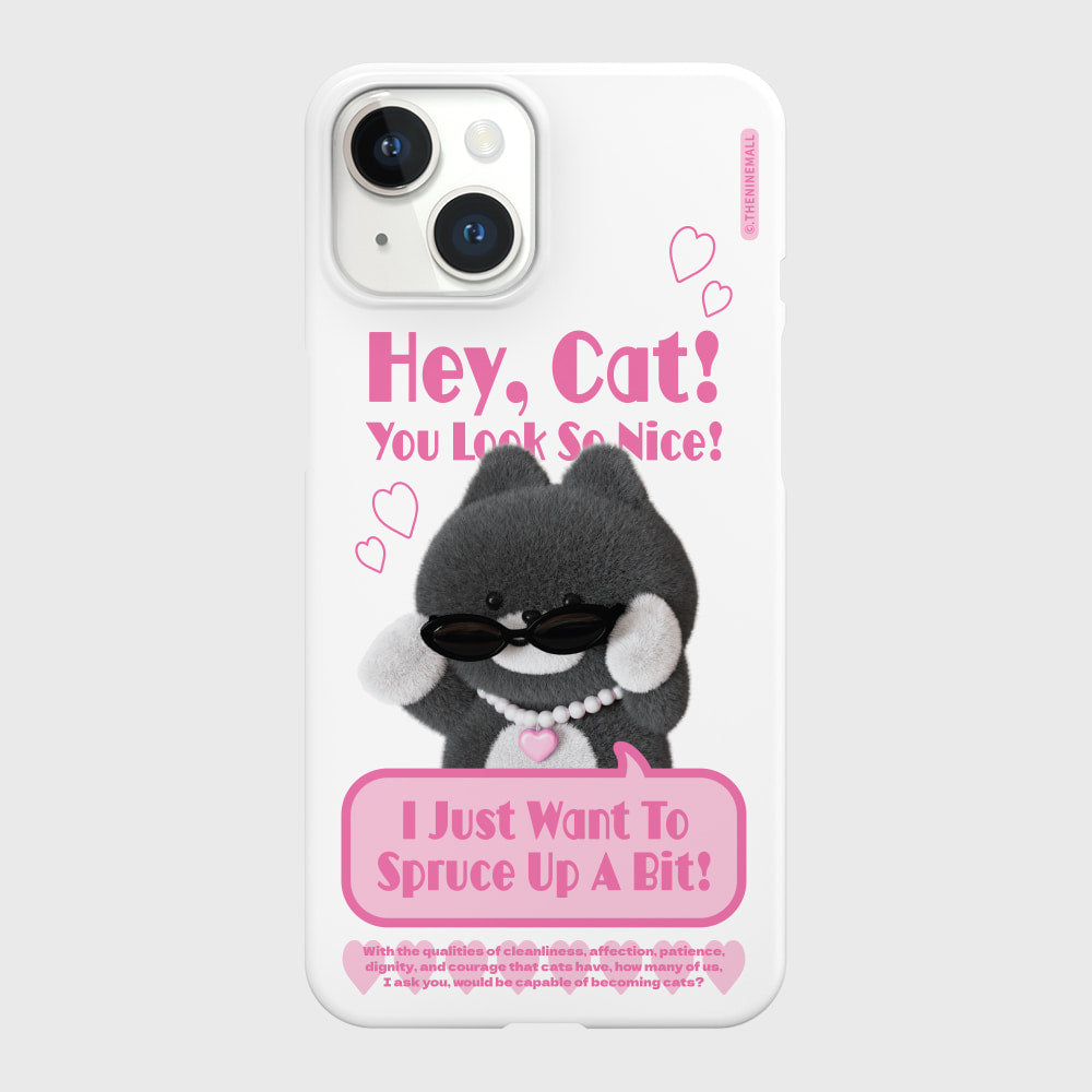 ｜THENINEMALL｜ Heart Pendant Hey Cat Hard Phone Case (2 types)