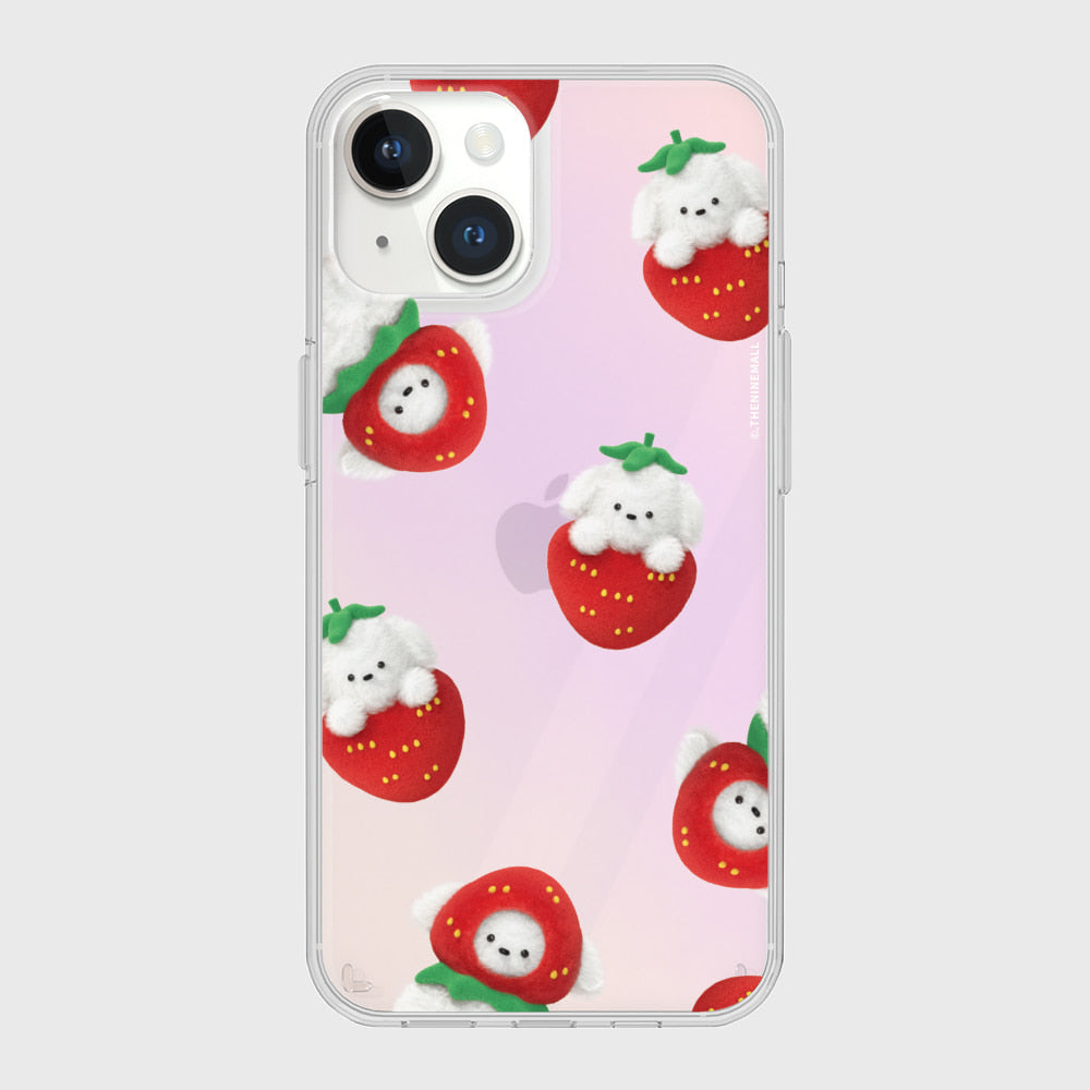 ｜THENINEMALL｜ Pattern Strawberry Ppokku Mirror Phone Case