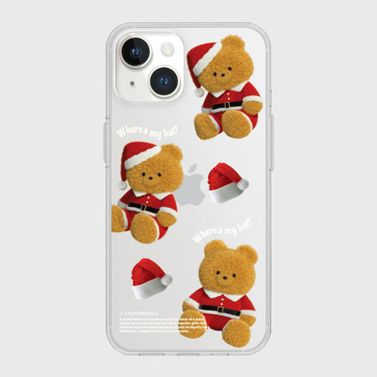 ｜THENINEMALL｜ Pattern Santa Hat Gummy Clear Phone Case (4 types)