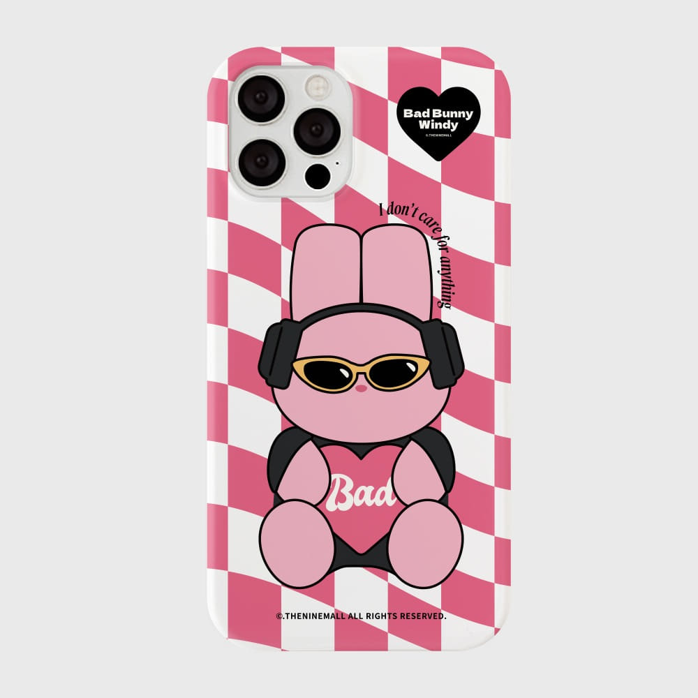 ｜THENINEMALL｜ Pink Checkerboard Bad Windy Hard Phone Case (2 types)