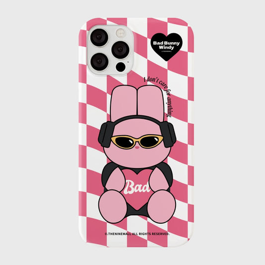 ｜THENINEMALL｜ Pink Checkerboard Bad Windy Hard Phone Case (2 types)