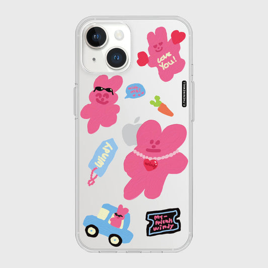｜THENINEMALL｜ Windy Painting Sticker Clear Phone Case (3 types)