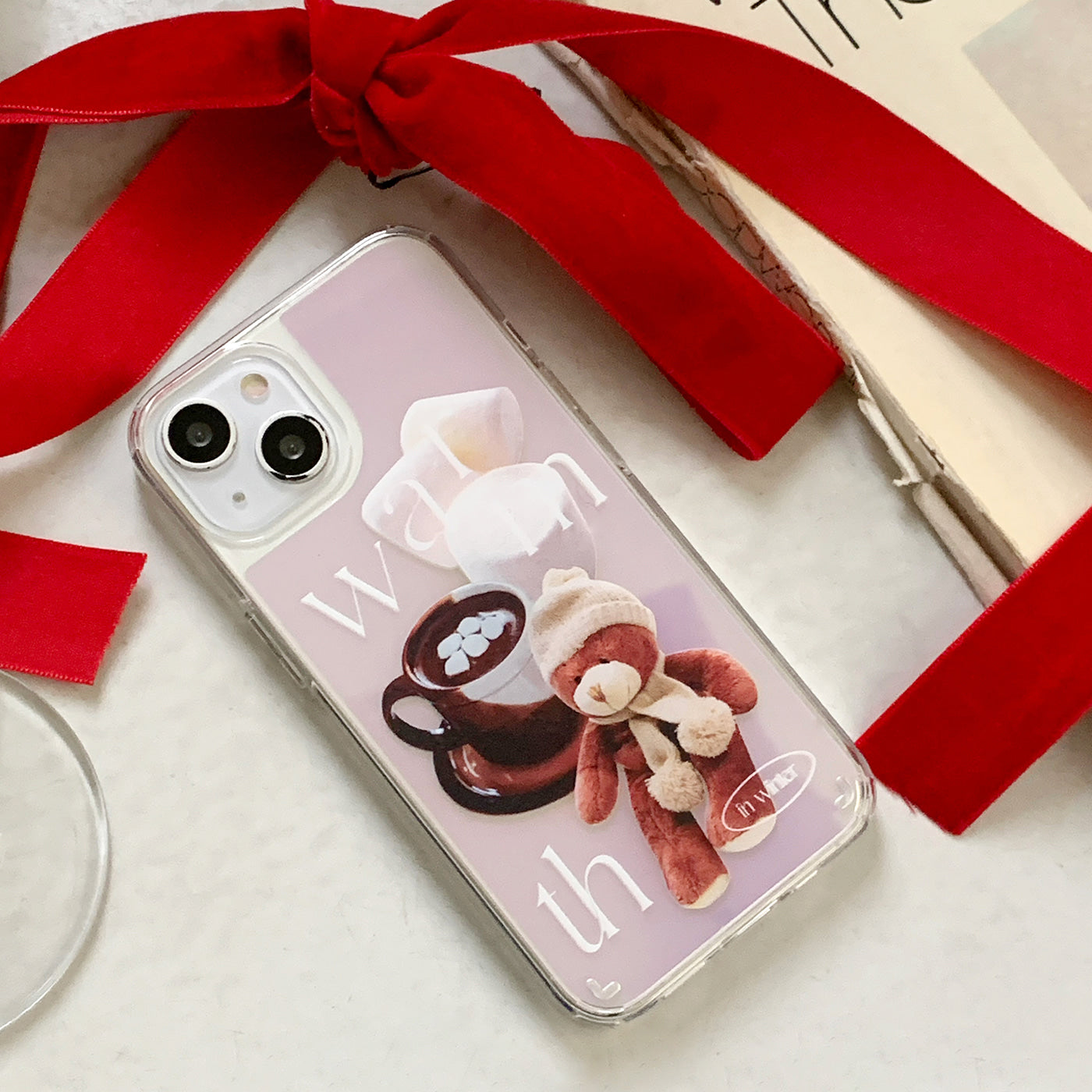 ｜Mademoment｜ Choco Teddy Lettering Design Glossy Mirror Phone Case