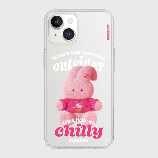 ｜THENINEMALL｜ Pink Knit Windy Clear Phone Case (3 types)
