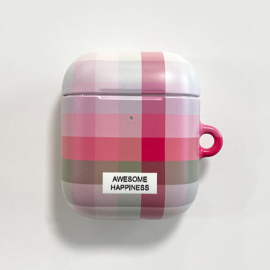 ｜MOMO CASE｜ 504 윈썸체크 (라즈베리) Airpods Case