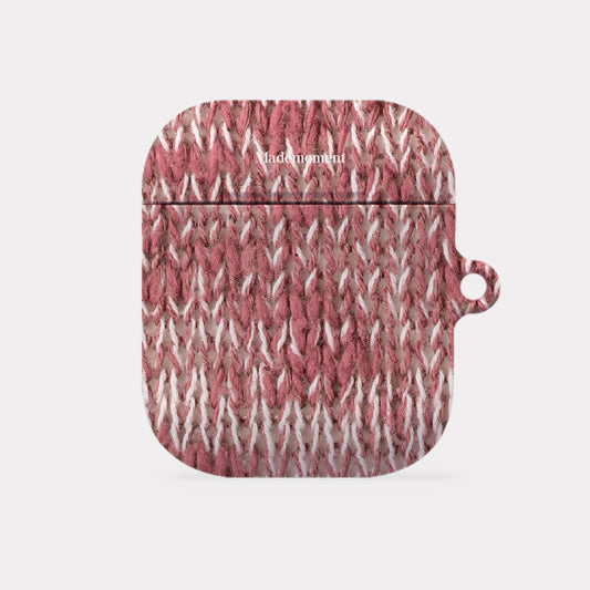 ｜Mademoment｜ Hairy Pink Knit Design AirPods Case