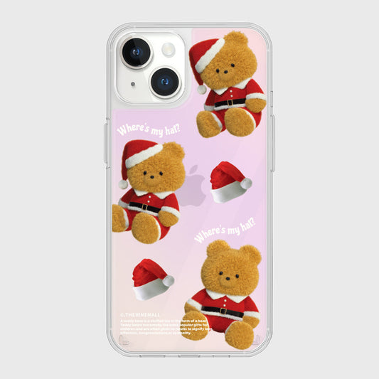 ｜THENINEMALL｜ Pattern Santa Hat Gummy Mirror Phone Case