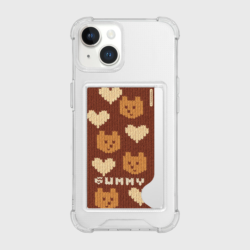 ｜THENINEMALL｜ Brown Knit Gummy Clear Phone Case (1 Type)