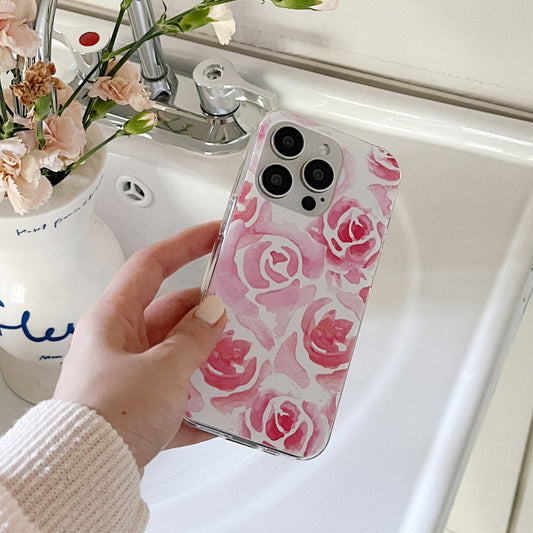 ｜Mademoment｜ Rose Watercolor Design Clear Phone Case (3 Types)