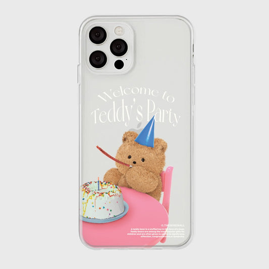 ｜THENINEMALL｜ 웰컴 파티 테디 Clear Phone Case (3 types)