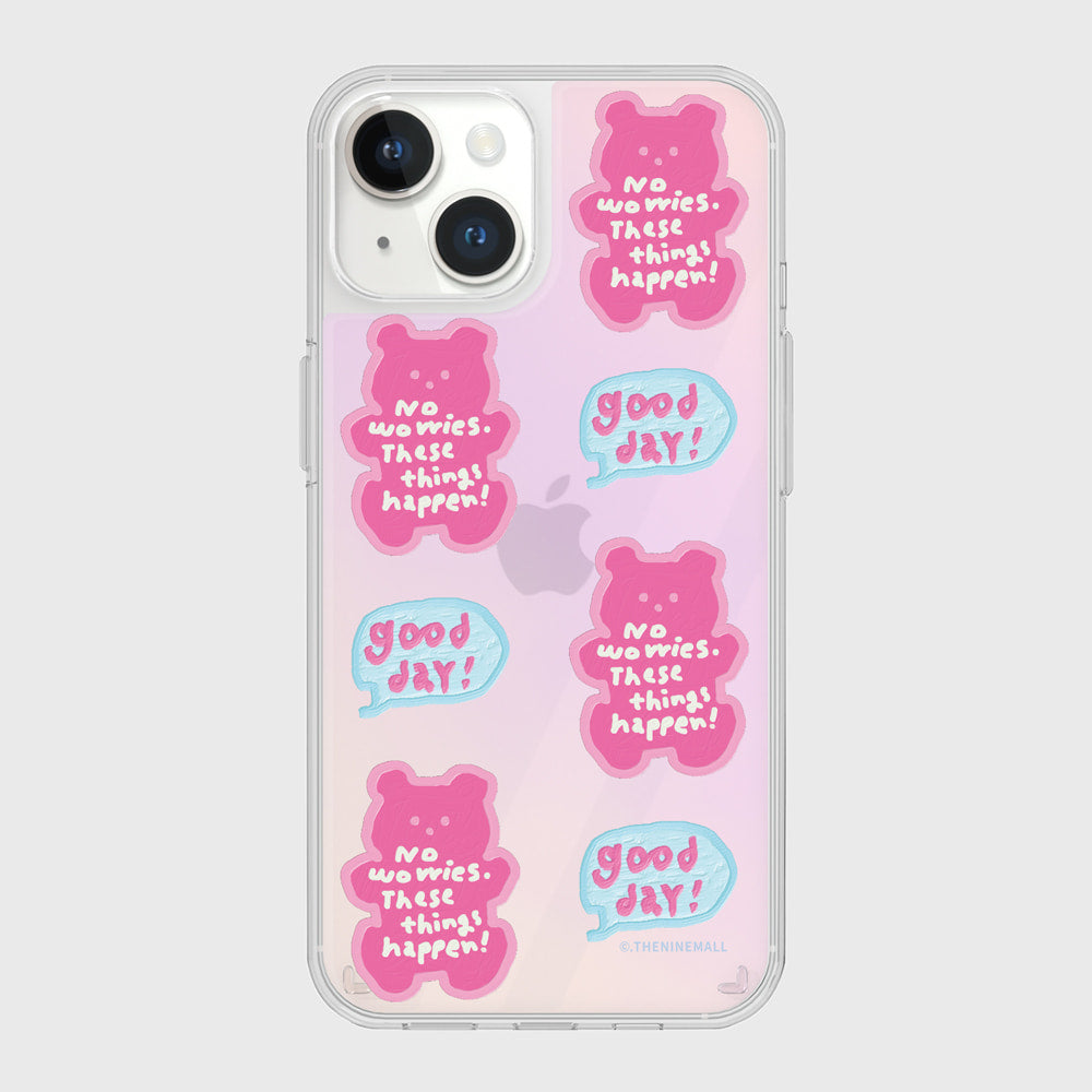 ｜THENINEMALL｜ Pattern Good Day Bear Mirror Phone Case