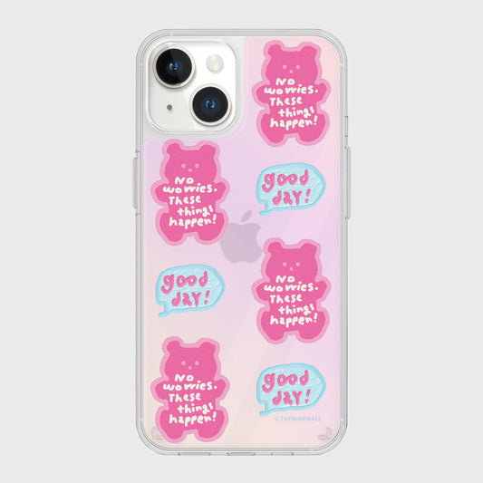 ｜THENINEMALL｜ Pattern Good Day Bear Mirror Phone Case