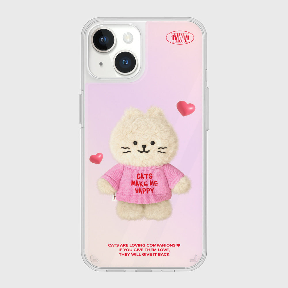 ｜THENINEMALL｜ Fluffy Hey Cat Mirror Phone Case