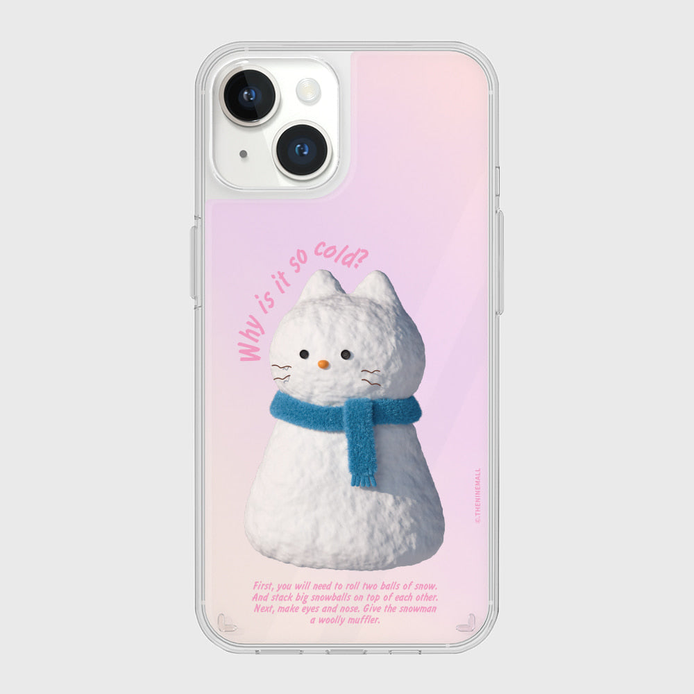 ｜THENINEMALL｜ Hey Cat Snowman Mirror Phone Case