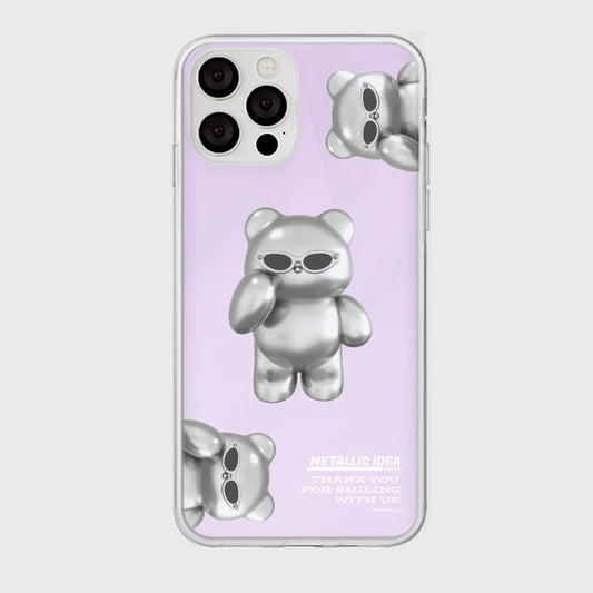 ｜THENINEMALL｜ 패턴 실버 구미 Mirror Phone Case